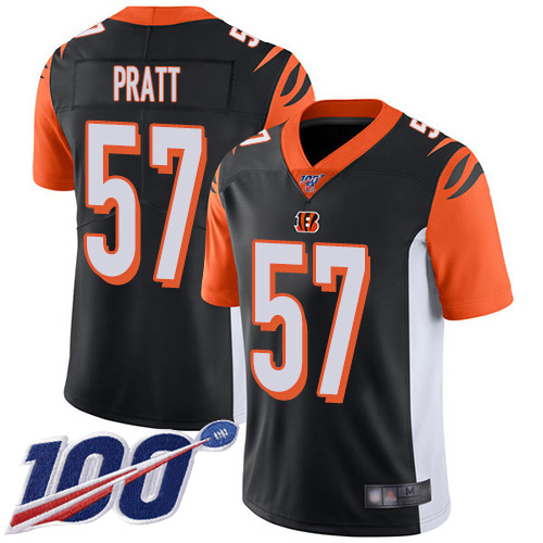 Cincinnati Bengals Limited Black Men Germaine Pratt Home Jersey NFL Footballl 57 100th Season Vapor Untouchable